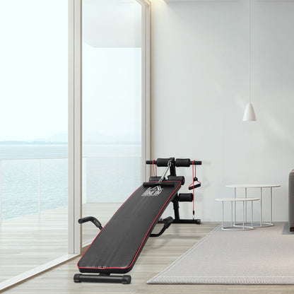 HOMCOM Sit Up Bank höhenverstellbar multifunktion Hantelbank mit 4/5-Fach Verstellbarer Beinfixierung, Trainingsbank für Ganzkörpertraining Flachbank Schrägbank Bauchtrainer & Rückentrainer
