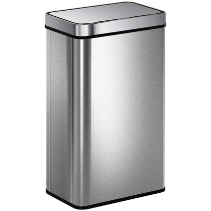 HOMCOM 60 L Sensor-Mülleimer, automatischer Deckel, Edelstahl, vielseitig einsetzbar, Silberfarben