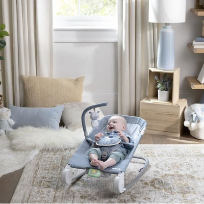 INGENUITY Happy belly deckchair - Chambray, Fixed or rocking position, Ultra-compact folding with storage bag provided
