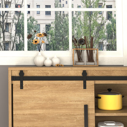 HOMCOM 200 cm Schiebetür Komplettset Schiebetürbeschlag mit Bodenführung, Schiebetür Laufschiene, Laufrollen Schiebetürsystem für Einzelholzschiebetür