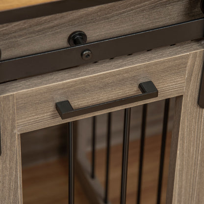 PawHut Hundekäfig mit 2 Türen, Hundebox, Transportbox für Hunde, rustikales Design, verriegelbar, Braun