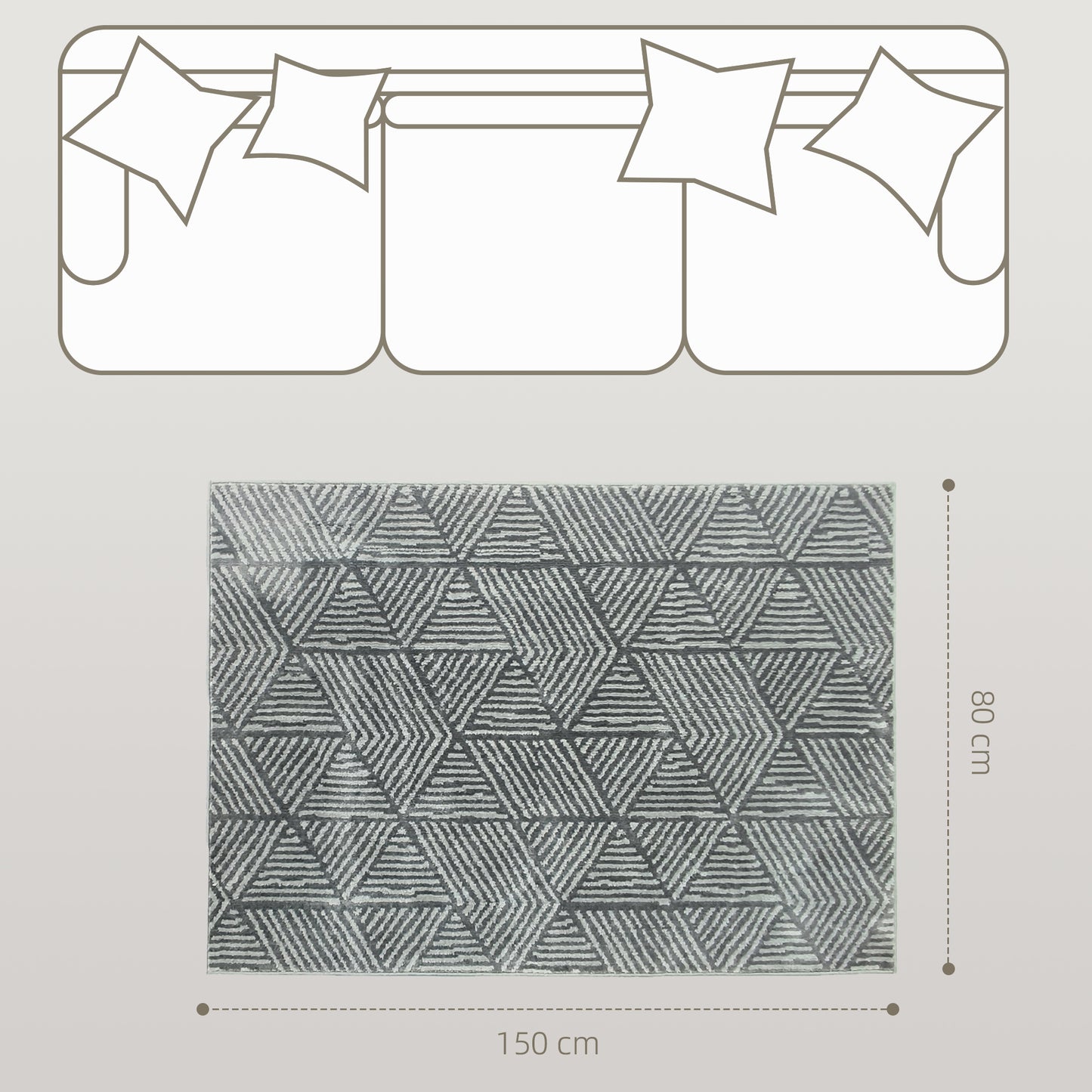HOMCOM Teppich Wohnzimmerteppich im Modern Stil, waschbar Flächenteppich 150 x 80 cm Dunkelgrau