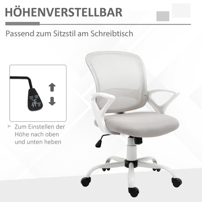 Vinsetto Bürostuhl, Schreibtischstuhl mit Rollen, ergonomisk, höhenverstellbar, Grau