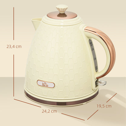 HOMCOM Wasserkocher, 2200W, Sichtfenster, Filter, Schnellkocher, Beige