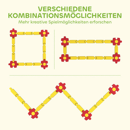 AIYAPLAY Kinder Schwebebalken-Set, frei gestaltbar, Kunststoff, flexible Teile, Gelb+Rot