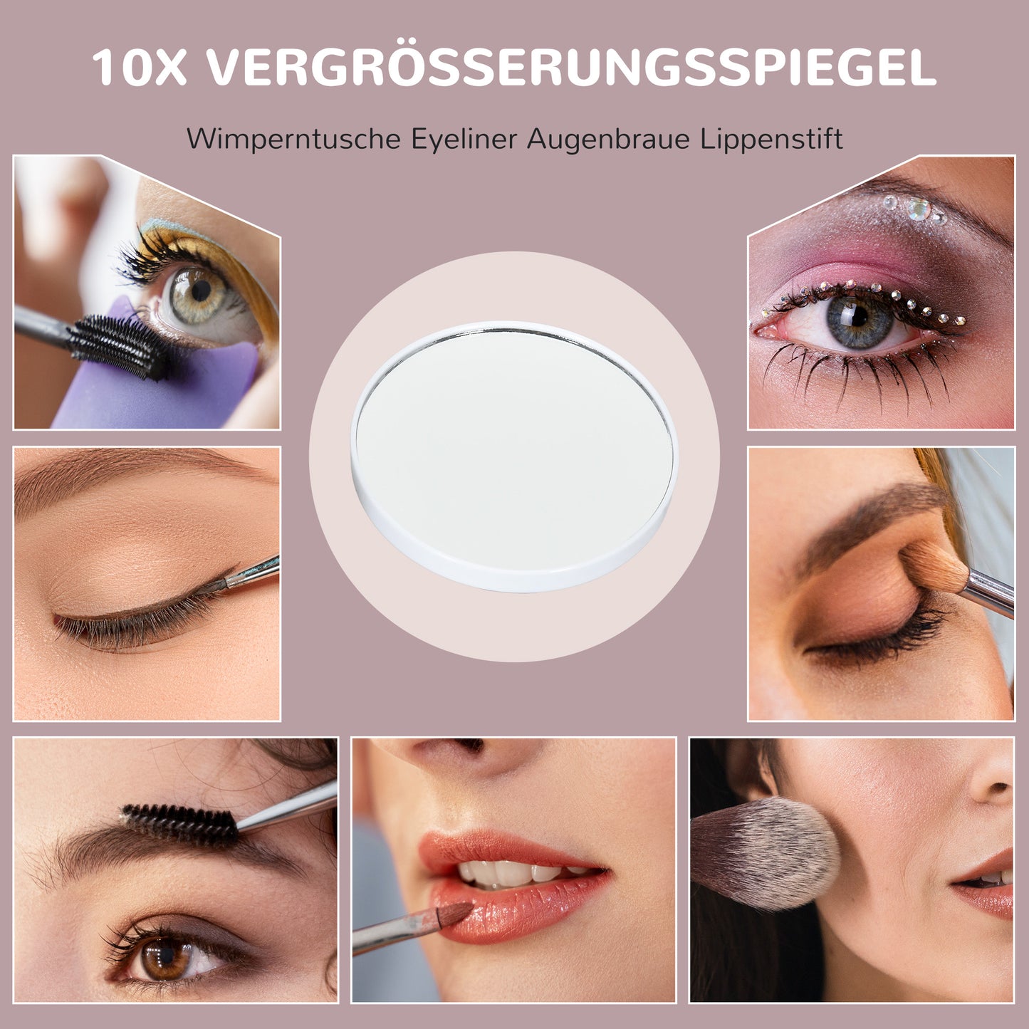 HOMCOM LED-Kosmetikspiegel, 3 Lichtmodi, dimmbar, Touchsteuerung, USB, 62,5 x 49,5cm, Weiß