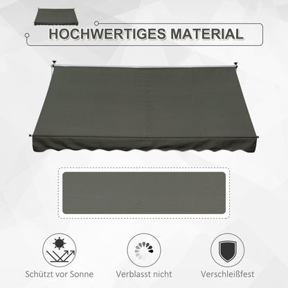Outsunny Klemmmarkise mit Handkurbel höhenverstellbar Gelenkarmmarkise schmutzabweisend, witterungsbeständig Balkonmarkise 150cm breit Terrassenmarkise für Terrasse Balkon Veranda Grau
