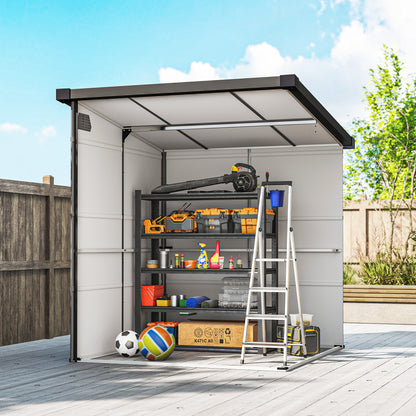 Outsunny 1,9 x 1,9 m Gartenschuppen, Werkzeugschuppen aus Kunststoff , verschließbare Türen, 2 Lüftungsöffnungen, Dunkelgrau