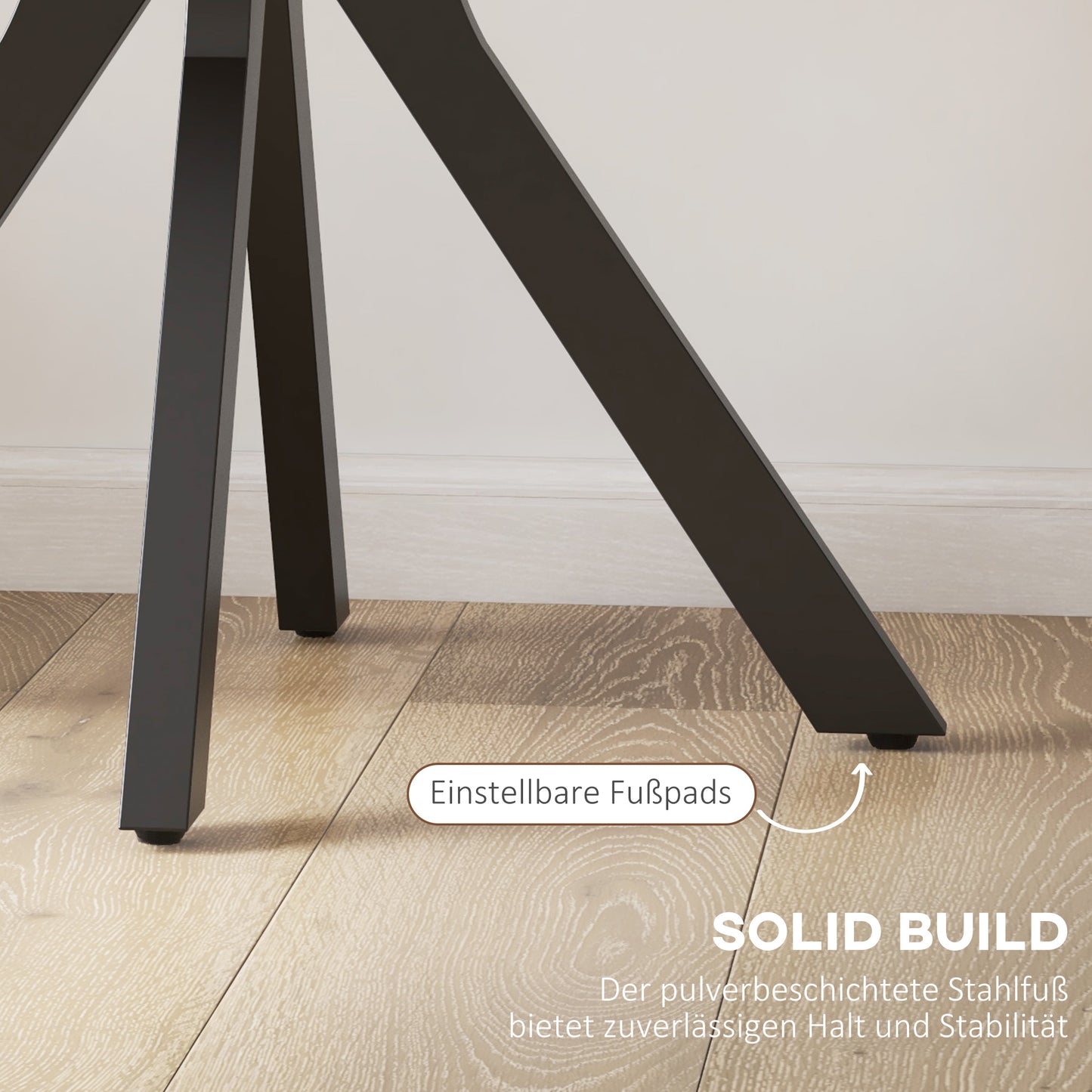 HOMCOM Esstisch Küchentisch Runder Tisch, Modernes Design, 78 cm x 78 cm x 75 cm, Schwarz