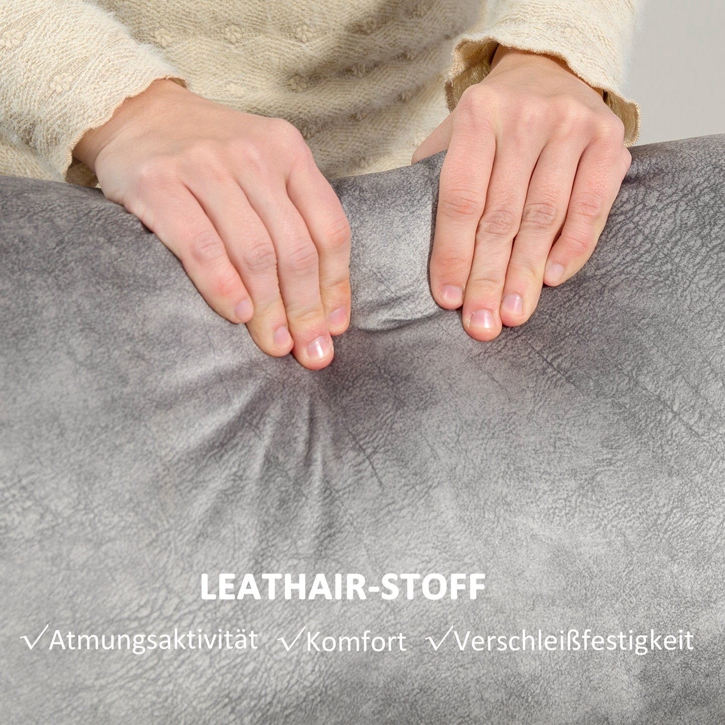 HOMCOM Doppelsitz-Sessel, Relaxsessel mit verstellbarer Doppellehne und Fußablage, für Wohnzimmer, Stoffbezug, Grau