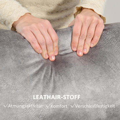 HOMCOM Doppelsitz-Sessel, Relaxsessel mit verstellbarer Doppellehne und Fußablage, für Wohnzimmer, Stoffbezug, Grau