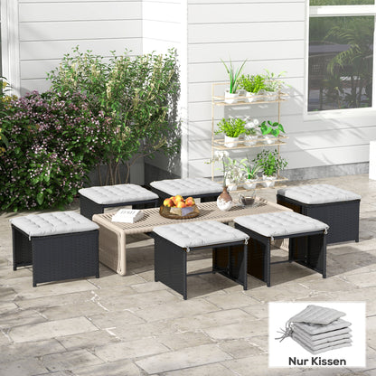 Outsunny Gartenstuhauflage Sitzpolster Gartenpolster, mit Steppung, 40 x 40 x 4 cm, Hellgrau