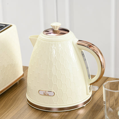 HOMCOM Wasserkocher, 2200W, Sichtfenster, Filter, Schnellkocher, Beige