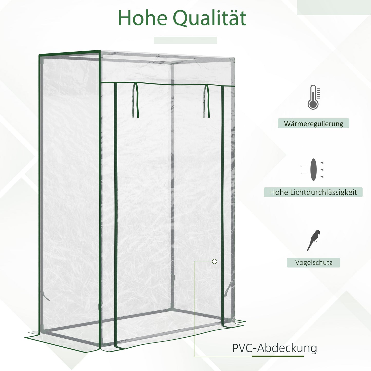 Outsunny Gewächshaus Treibhaus Tomatenhaus Frühbeet mit Tür zum Aufrollen Stahl Kunststoff Transparent 100x50x150cm