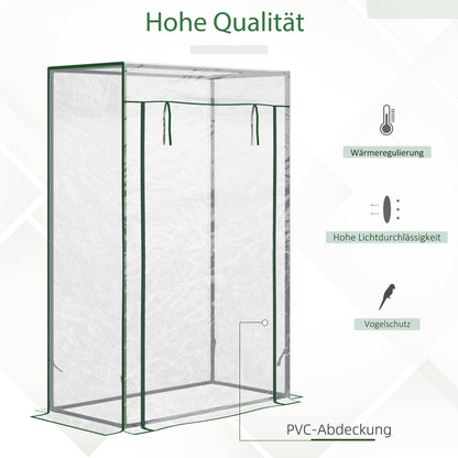Outsunny Gewächshaus Treibhaus Tomatenhaus Frühbeet mit Tür zum Aufrollen Stahl Kunststoff Transparent 100x50x150cm