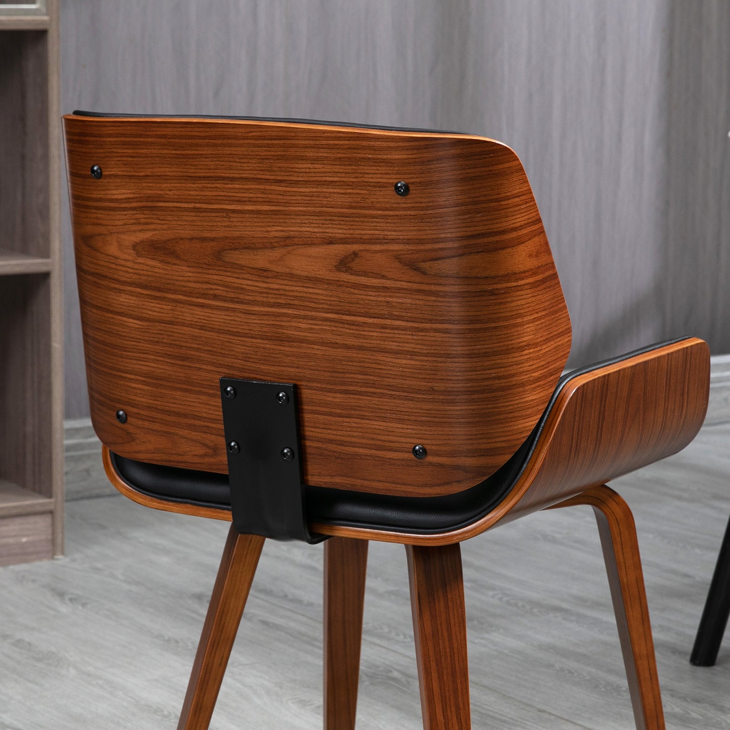 HOMCOM 2er-Set Vintage-Esszimmerstühle, Holz, Stoffbezug, Schaumstoff, Schwarz