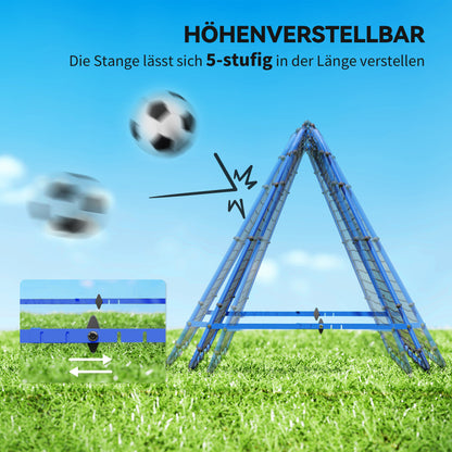 HOMCOM Rebounder für Fußball, verstellbar Prellwand mit 5 Winkelpositionen und Rückprallwand Netz, 100 x 68-95cm Kickback Tor Fußballtor für Jugendliche, Rückprallwand für Handball Training, Blau
