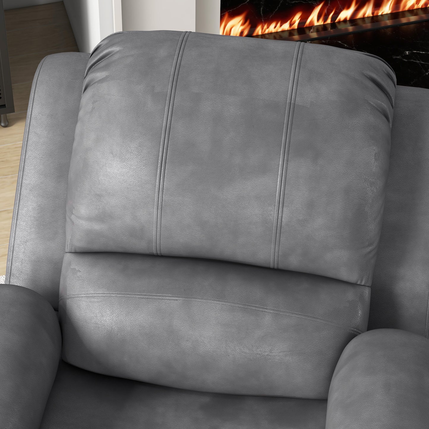 HOMCOM Relaxsessel mit Fußstütze und Liegefunktion, inkl. Getränkehalter, Fernsehsessel, 87 cm x 95 cm x102 cm, Grau