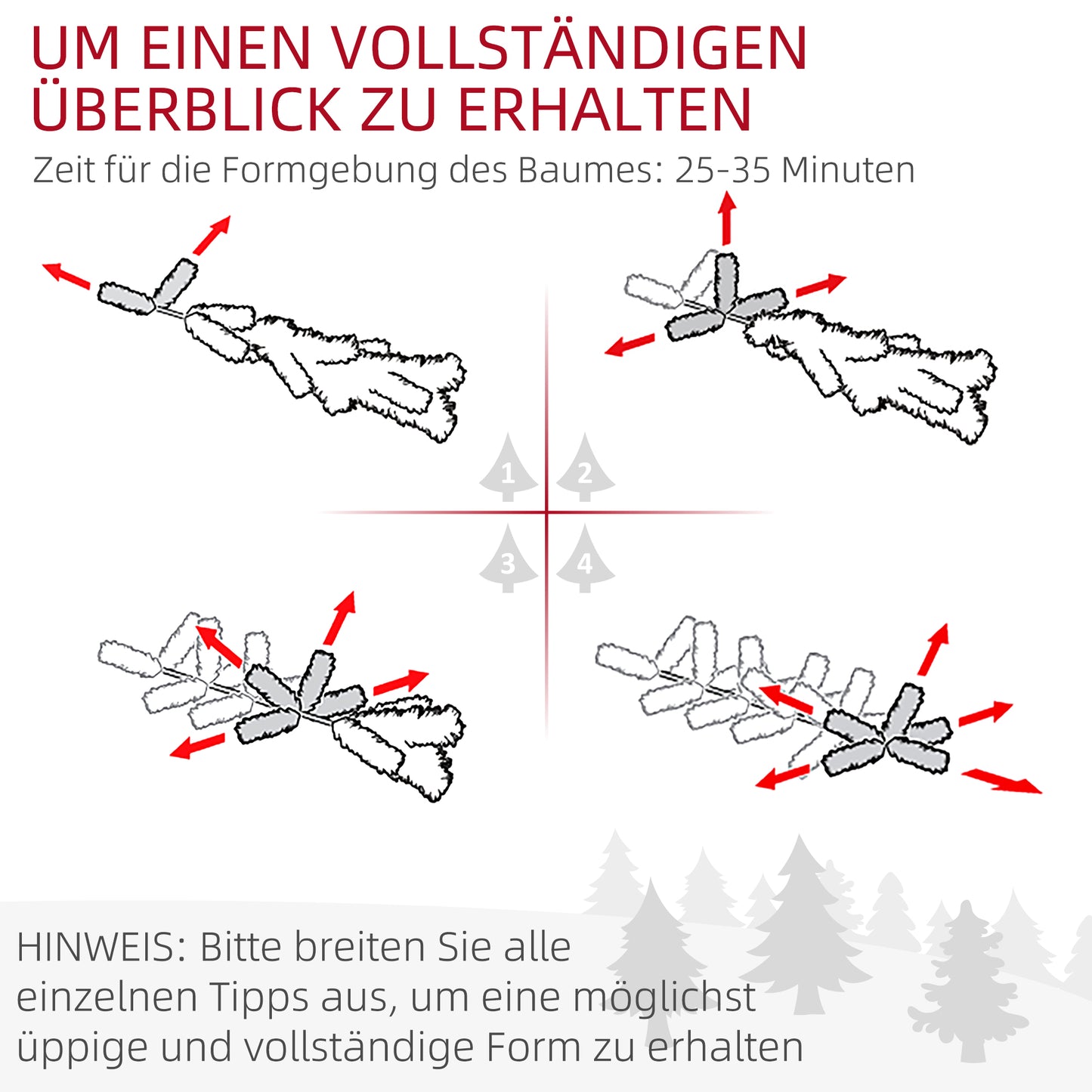 HOMCOM Künstlicher Weihnachtsbaum, 1,80 m, mit 523 Zweigen, Kunstschnee, lebensechtes Aussehen, schlanke Form