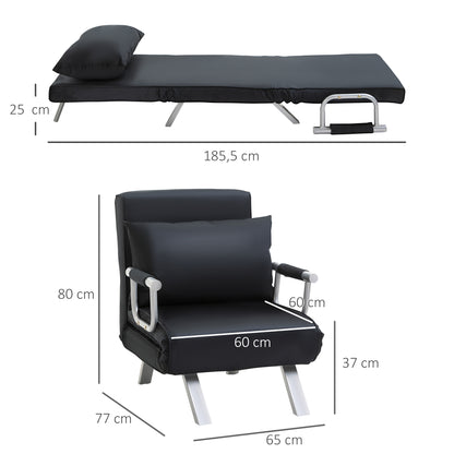 HOMCOM 3-in-1 Schlafsofa, Gästebett, Sessel inklusive Kissen, Schwarz