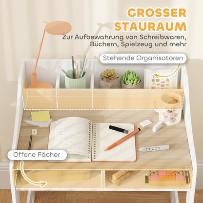 AIYAPLAY Kinder-Schreibtisch-Set mit Stauraum, offene Fächer, Stuhl, 3-8 Jahre, Holz
