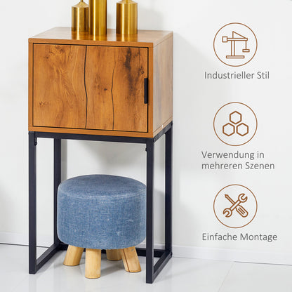 HOMCOM Konsolentisch im Industiriedesign, Beistelltisch, Sideboard, 1 Schrank, Braun + Schwarz