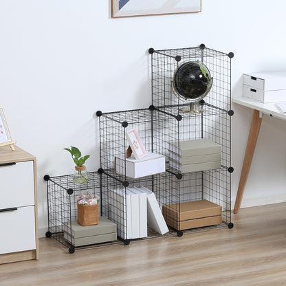 HOMCOM Metallwürfel-Regal, Anpassbarer Würfelschrank für Kleidung, Bücher, Spielzeug, flexibel, 109L x 37B x 109H cm, Schwarz