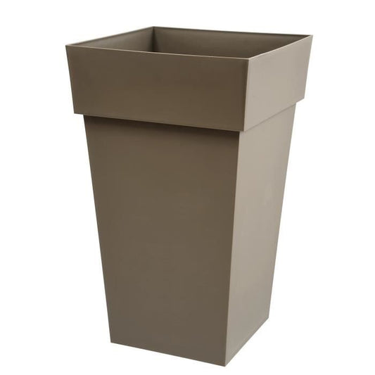 EDA Tuscan Square Top Flower Pot - 39 x 39 x H 65 cm - 62 L - Taupe