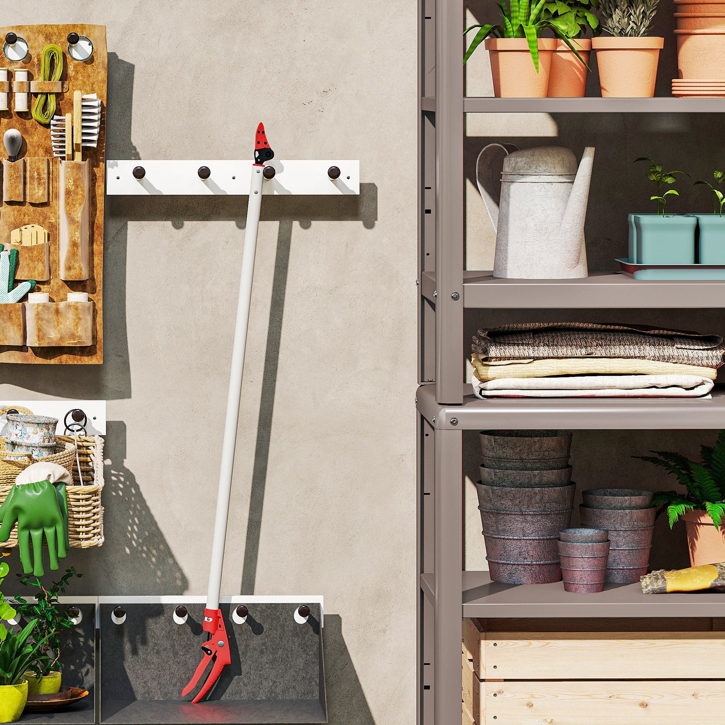 Outsunny 1,2 m Baumschere, Astscheren zum Schneiden, Gartenschneider mit Aluminiumgriff, Langstielige Gartenschere, Rot