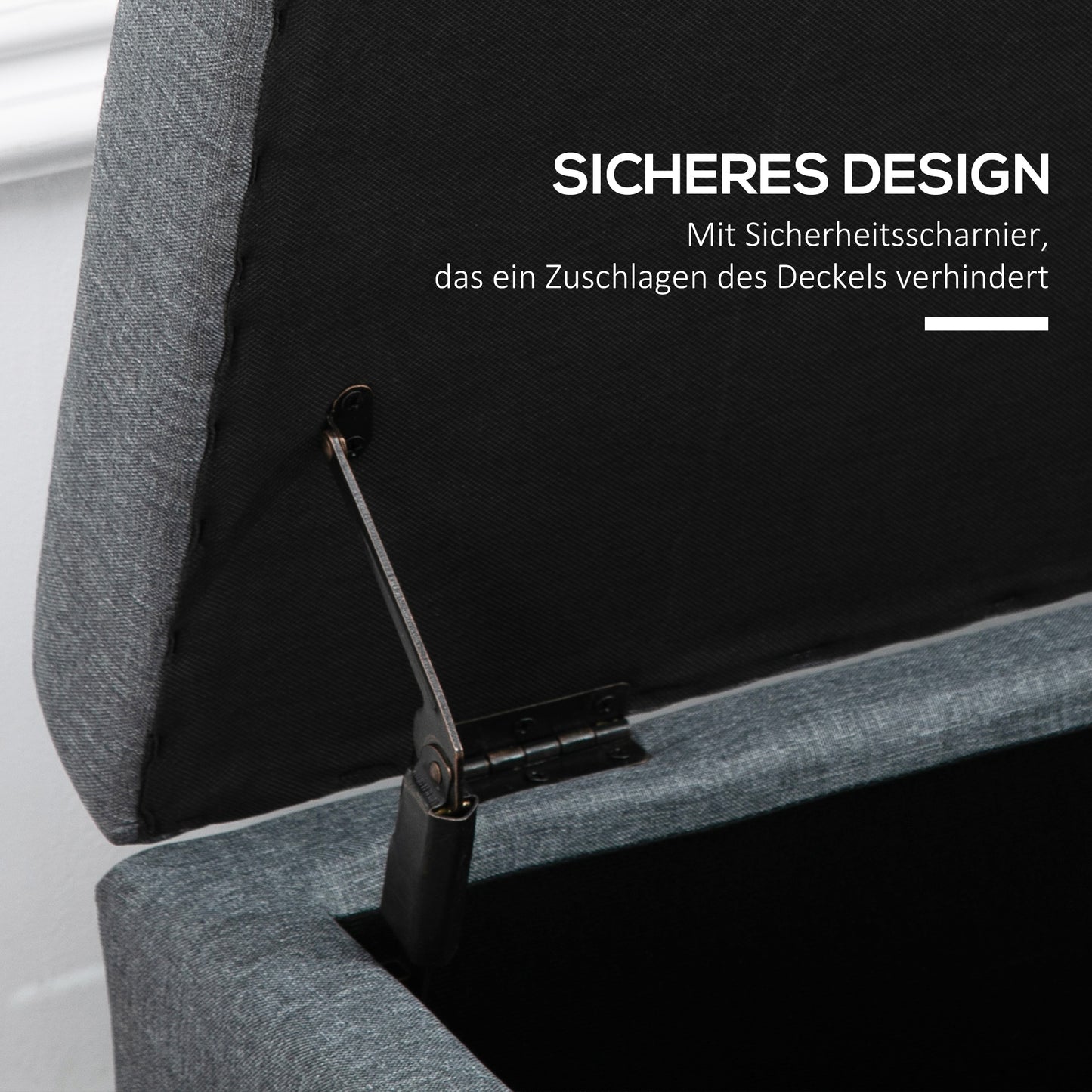 HOMCOM Sitzbank mit Stauraum, Ottomane, Flurbank, Knopfheftung,125,1 cm x 48,9 cm x 41,3 cm, Grau