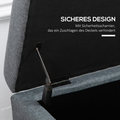 HOMCOM Sitzbank mit Stauraum, Ottomane, Flurbank, Knopfheftung,125,1 cm x 48,9 cm x 41,3 cm, Grau