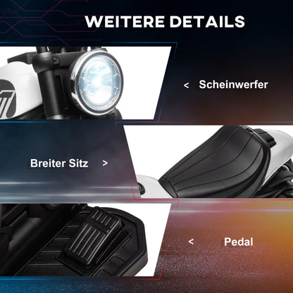 HOMCOM Elektro-Kindermotorrad, LED-Scheinwerfer, abnehmbare Stützräder, bequemer Sitz, Rot/Schwarz