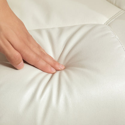 HOMCOM Relaxsessel mit Hocker, Lederoptik, neigbare Lehne, bis 150 kg, Cremeweiß