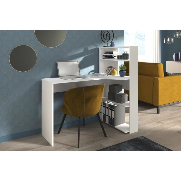 JUNE Contemporary corner desk white decor - L 122 cm