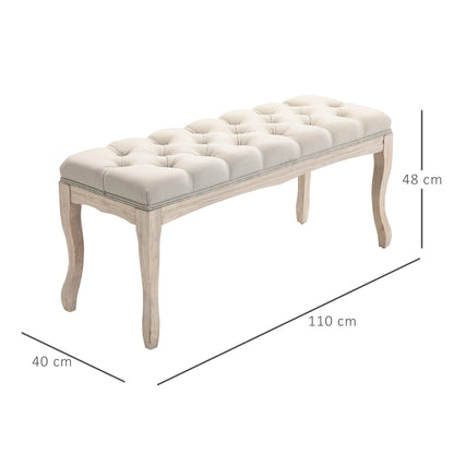 HOMCOM Sitzbank Polsterbank mit Leinen-Bezug Bettbank mit Holzrahmen, Schuhbank für Schlafzimmer, Wohnzimmer, Flur 110 x 40 x 48 cm Beige