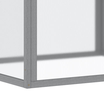 Outsunny Frühbeet Treibhaus Gewächshaus Frühbeetkasten Pflanzenbeet mit Abdeckung aus Holz und Polycarbonat wetterfest Hellgrau 90 x 80 x 58 cm