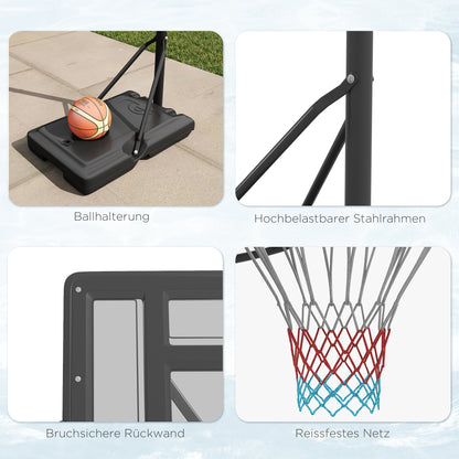 SPORTNOW Basketballständer, Outdoor/Indoor, höhenverstellbar, mit Rädern, befüllbare Basis, Korbhöhe 2,30-3,05 m
