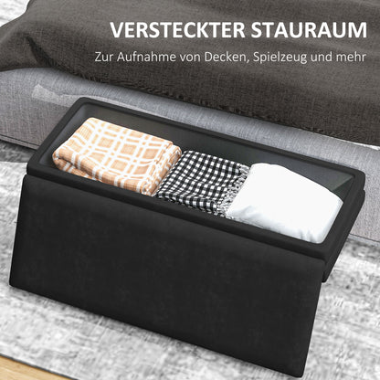 HOMCOM Sitzbank Polsterbank, mit Stauraum, Stahl, 100 cm x 37,5 cm x 42 cm, Schwarz