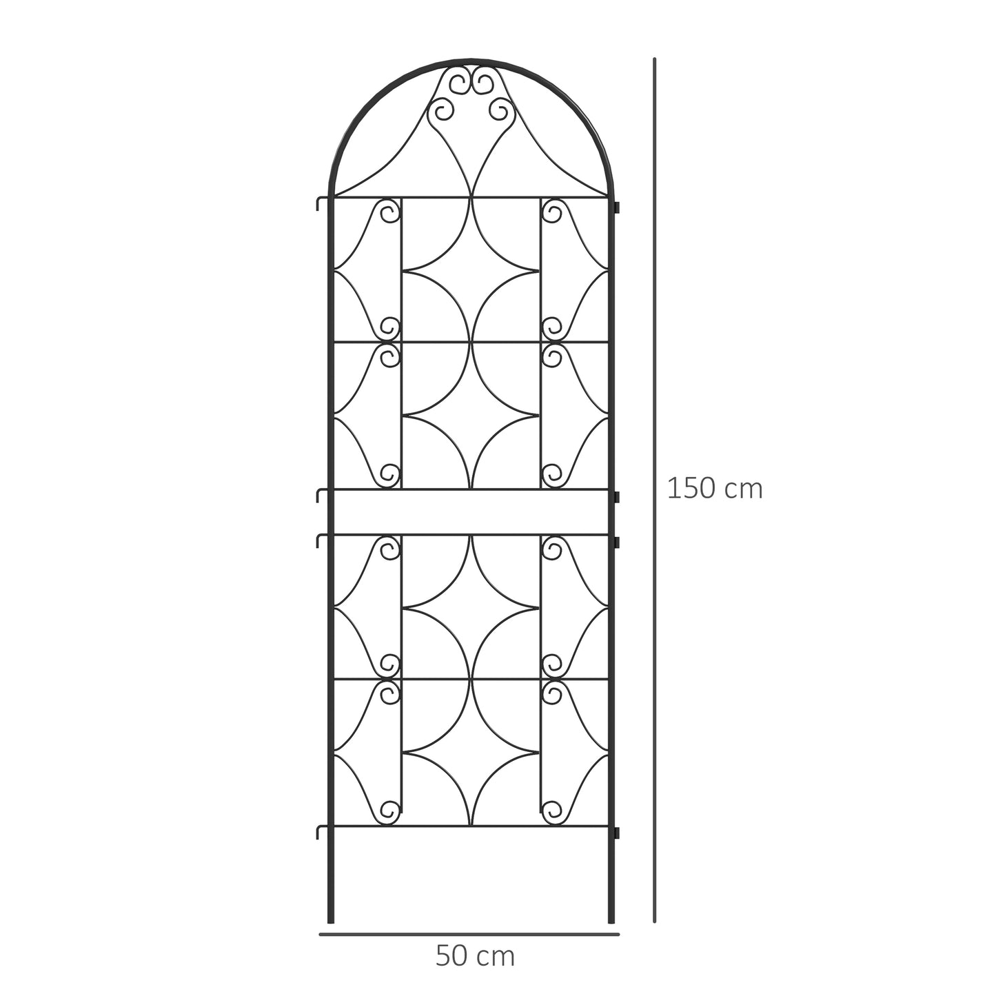 Outsunny Rankgitter Metall 2er Set zum Stecken rostfrei Rankhilfe für Kletterpflanzen 50x150 cm Schwarz