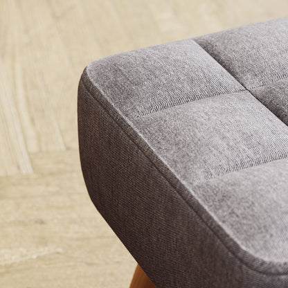 HOMCOM Fußhocker mit Polsterung, Leinenoptik, Holzbeine, bis 110 kg belastbar, Grau