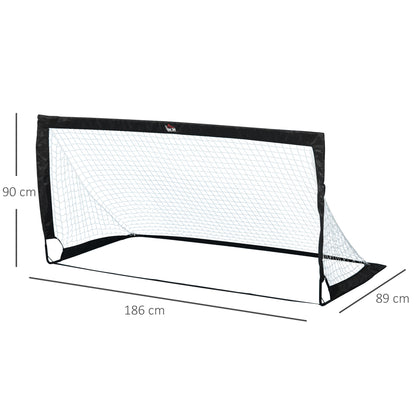 HOMCOM Fußballtor 2er Set faltbar 183 x 90 x 90 cm Fussballtor mit Tragetasche wetterfest Outdoor Fußball Tore für Erwachsene Fußballtore für Garten Training Freizeit Schwarz