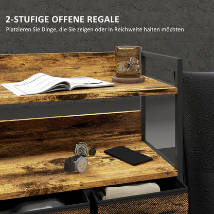HOMCOM Stoff-Kommode, 7 faltbare Schubladen, 2 Regale, Stahlrahmen, Braun