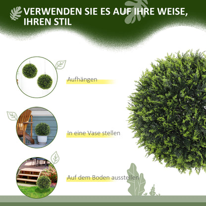 HOMCOM Künstliche Pflanzen im 2er-Set, UV-beständige dekorative Pflanzen, Deko-Pflanzen, Indoor, Outdoor, 45 cm, Grün