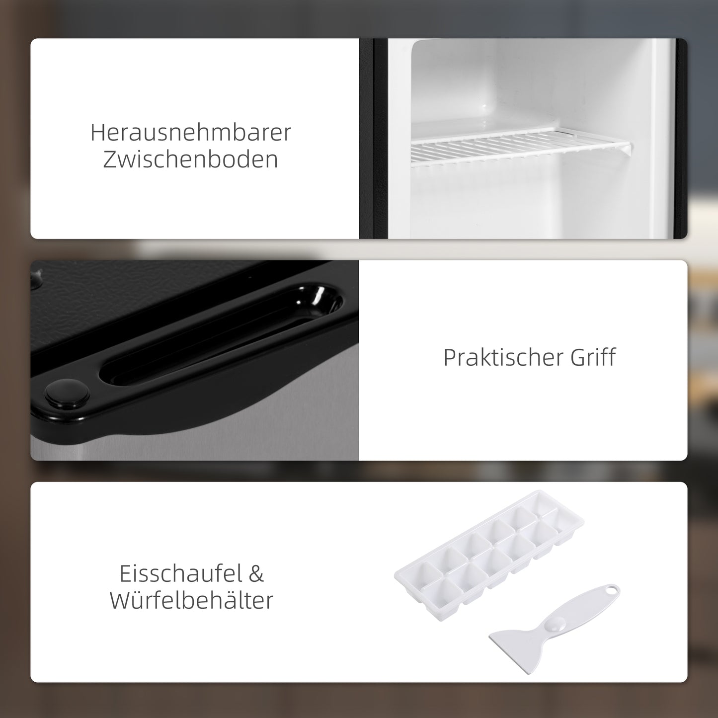 HOMCOM Mini-Gefrierschrank, 35 L Minikühlschrank, -14 bis -24℃, 5-stufige Temperaturregelung, 47 x 44,2 x 48,8 cm, Silber