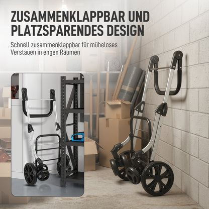 HOMCOM Einkaufstrolley, 46 Liter Tasche, Faltbarer Einkaufswagen mit Kühltasche, verstellbarer Griff, Aluminiumrahmen, Grau