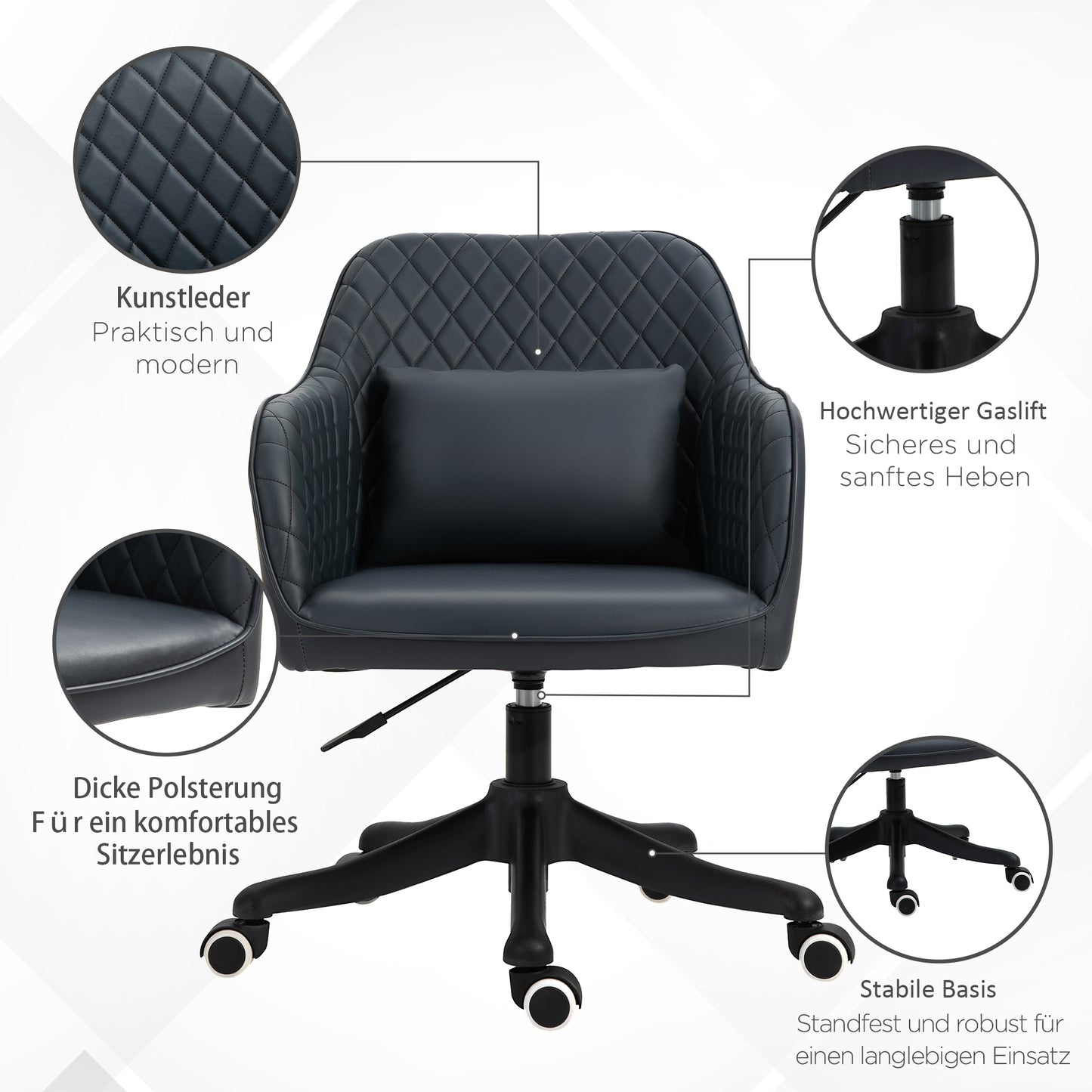 Vinsetto Massage Bürostuhl Schreibtischstuhl Computerstuhl Drehstuhl Arbeitsstuhl mit Vibrationsfunktion USB-Schrittstelle Massagefunktion Lendenkissen Armlehnen 78-86 cm höhenverstellbar Anthrazit