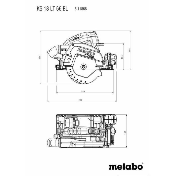 Cordless portable circular saw - METABO - KS 18 LTX 66 BL - 18 V - carbide circular saw blade