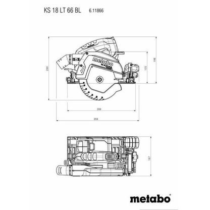 Cordless portable circular saw - METABO - KS 18 LTX 66 BL - 18 V - carbide circular saw blade