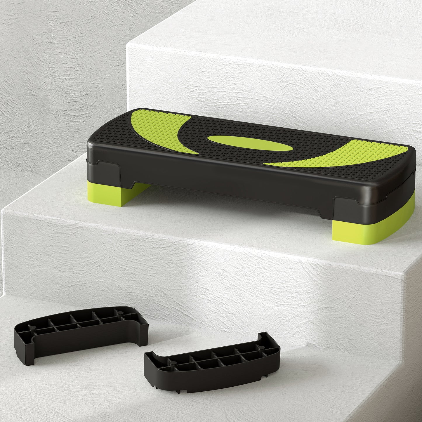 HOMCOM Aerobic-Stepper, höhenverstellbar, für Indoor und Outdoor, Belastbarkeit bis 150 kg, 80 x 31 x 10-20 cm, Grün
