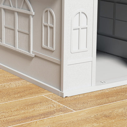 PawHut Hundehütte mit Satteldach, vattenfest, Kunststoff, 65 x 75,7 x 63 cm, Grau